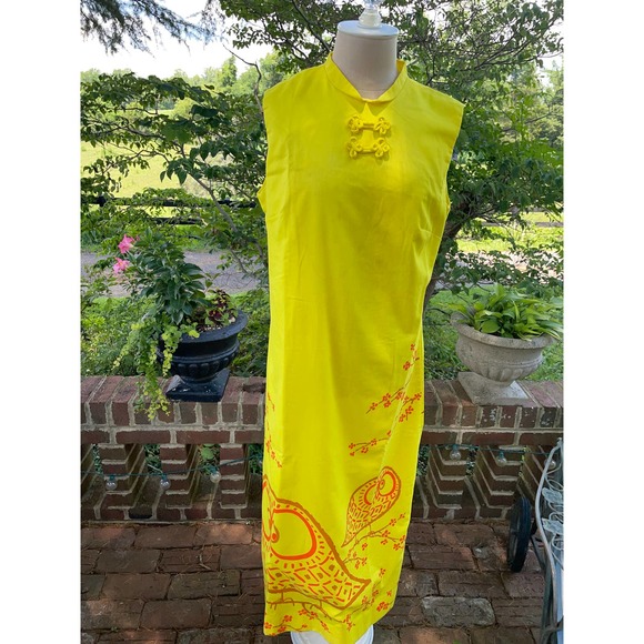 Vested Gentress vintage orange and yellow Mandarin Sheath dress Active - Picture 1 of 6